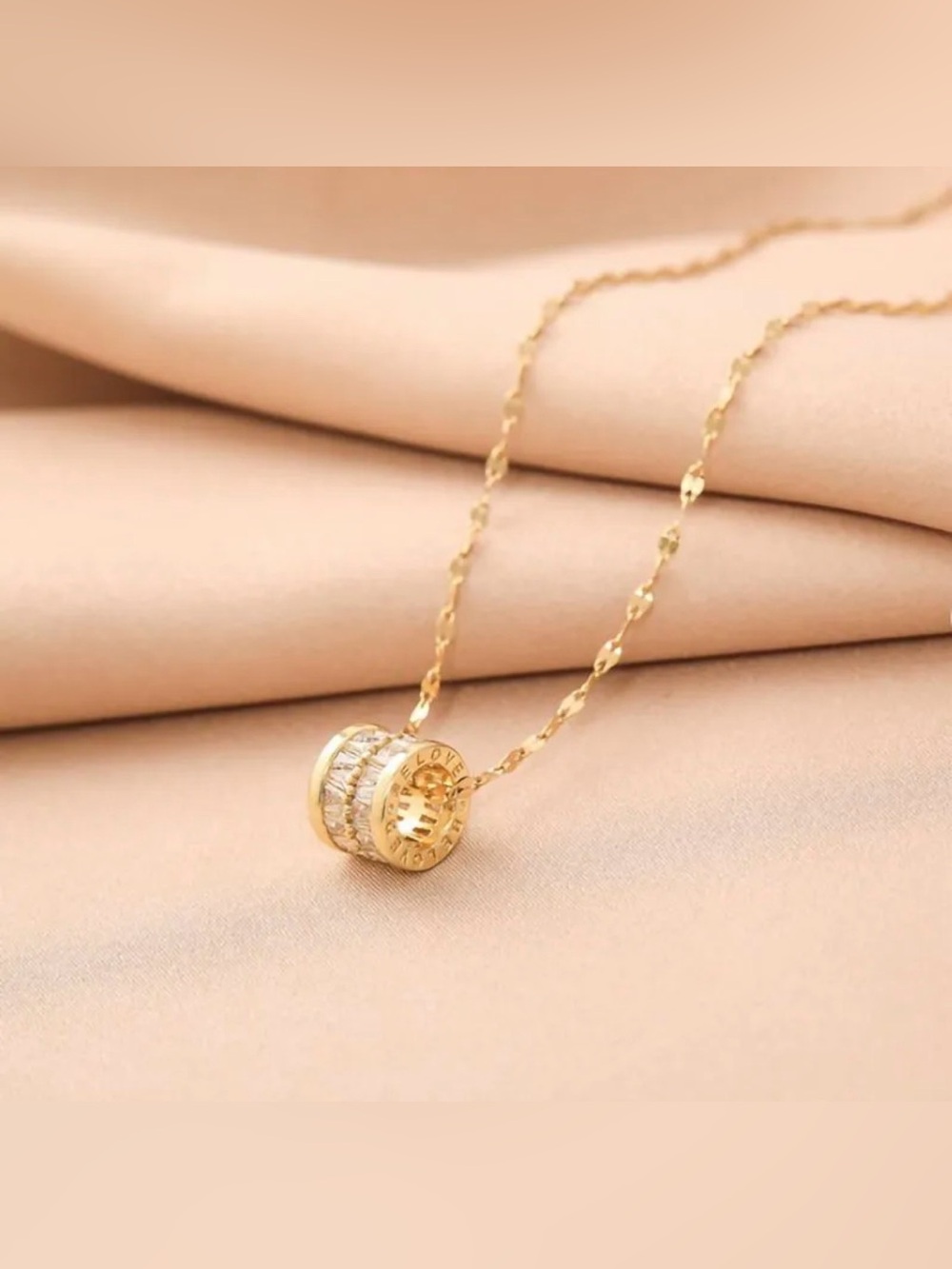Gold Baguette Dainty Pendant Necklace with Clear Stones - Women’s Jewelry